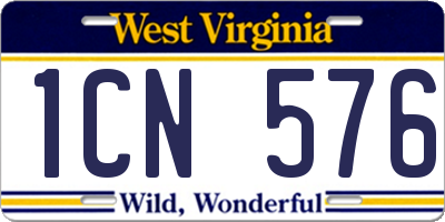 WV license plate 1CN576