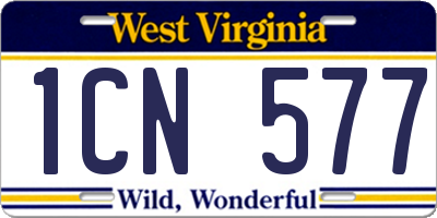 WV license plate 1CN577