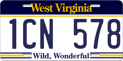 WV license plate 1CN578
