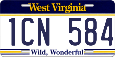 WV license plate 1CN584