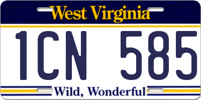 WV license plate 1CN585