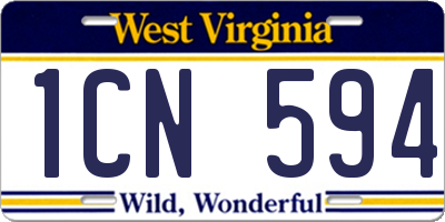 WV license plate 1CN594
