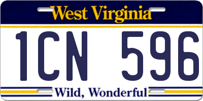 WV license plate 1CN596