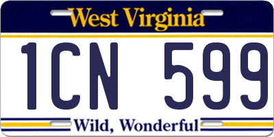 WV license plate 1CN599