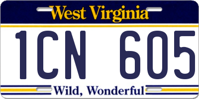 WV license plate 1CN605