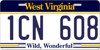 WV license plate 1CN608