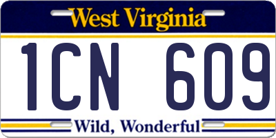 WV license plate 1CN609