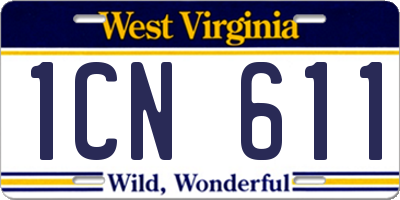 WV license plate 1CN611