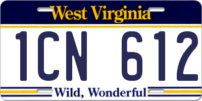 WV license plate 1CN612