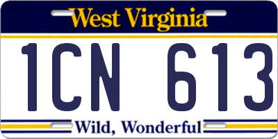 WV license plate 1CN613