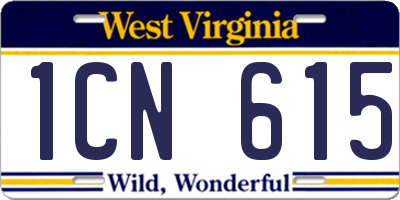 WV license plate 1CN615