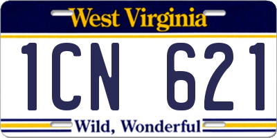 WV license plate 1CN621