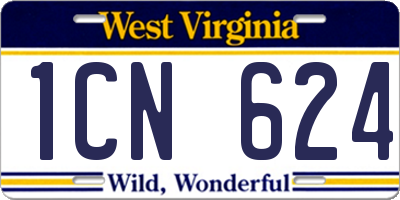 WV license plate 1CN624