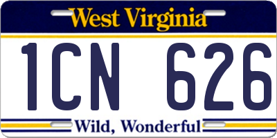 WV license plate 1CN626