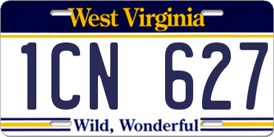WV license plate 1CN627