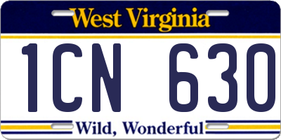WV license plate 1CN630