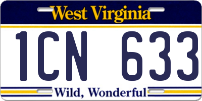 WV license plate 1CN633