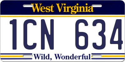 WV license plate 1CN634
