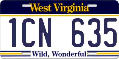 WV license plate 1CN635