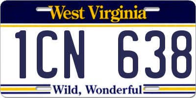 WV license plate 1CN638