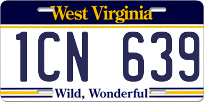 WV license plate 1CN639