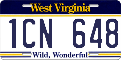 WV license plate 1CN648