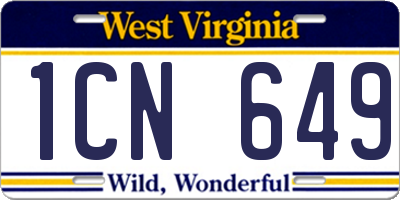 WV license plate 1CN649