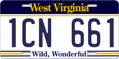 WV license plate 1CN661