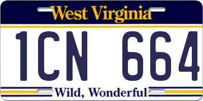 WV license plate 1CN664