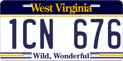 WV license plate 1CN676