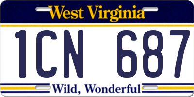 WV license plate 1CN687