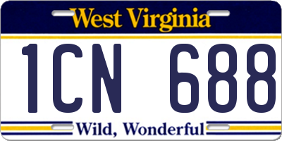 WV license plate 1CN688