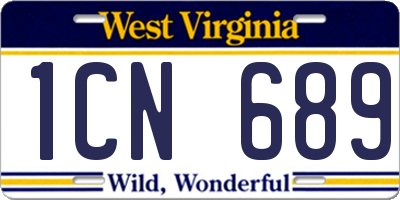 WV license plate 1CN689