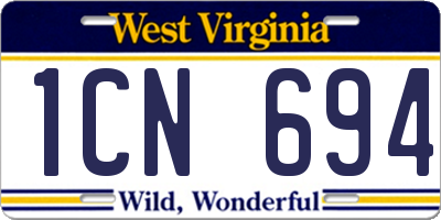 WV license plate 1CN694