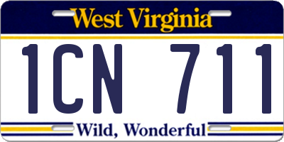 WV license plate 1CN711