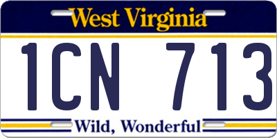 WV license plate 1CN713