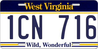 WV license plate 1CN716