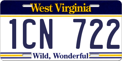WV license plate 1CN722