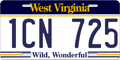 WV license plate 1CN725