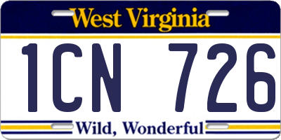 WV license plate 1CN726