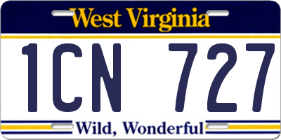 WV license plate 1CN727