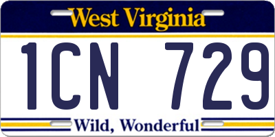 WV license plate 1CN729