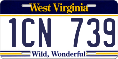 WV license plate 1CN739