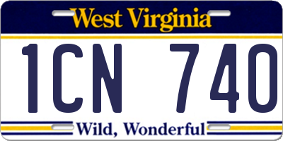 WV license plate 1CN740