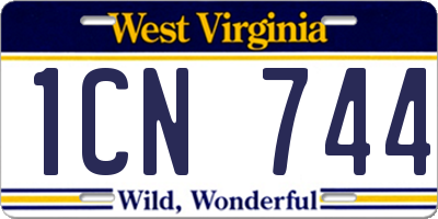 WV license plate 1CN744