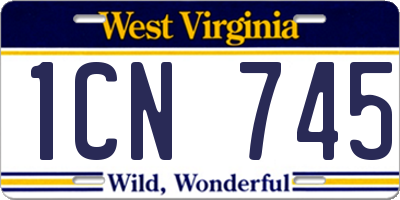 WV license plate 1CN745