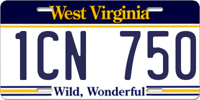 WV license plate 1CN750