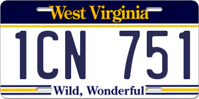 WV license plate 1CN751