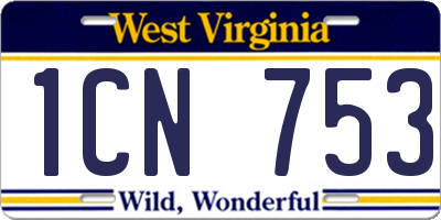 WV license plate 1CN753