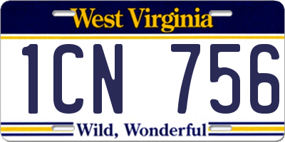 WV license plate 1CN756